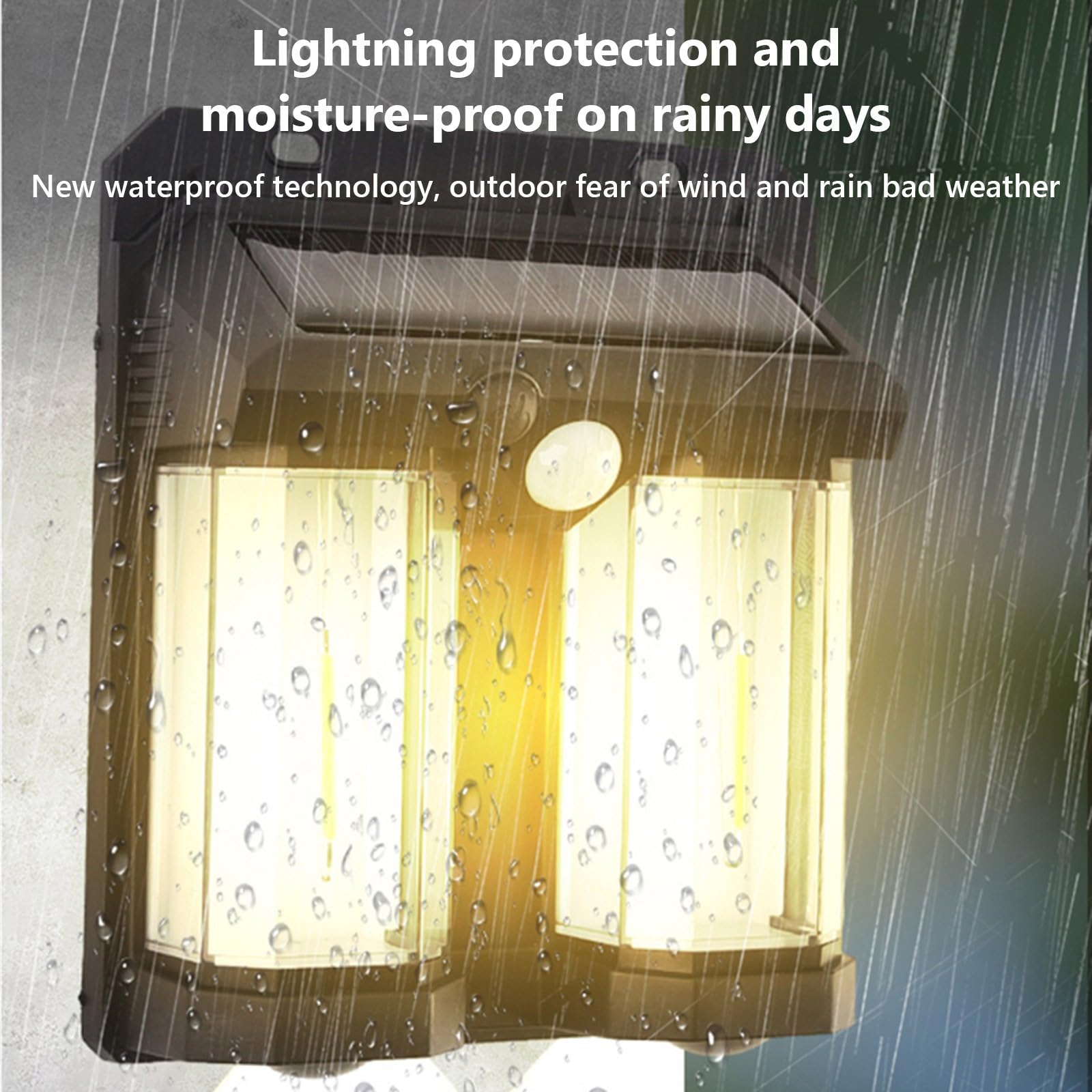 Lámpara de pared solar impermeable con sensor de movimiento solar para exteriores brillante de alta potencia para jardín, patio, con dos fuentes de luz LED