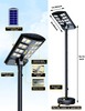 8000W de alta potencia IP68 impermeable al aire libre poste de 6,5 pies, 3000K/4000K/6500K lámparas de pie solares luces de seguridad solares del atardecer al amanecer