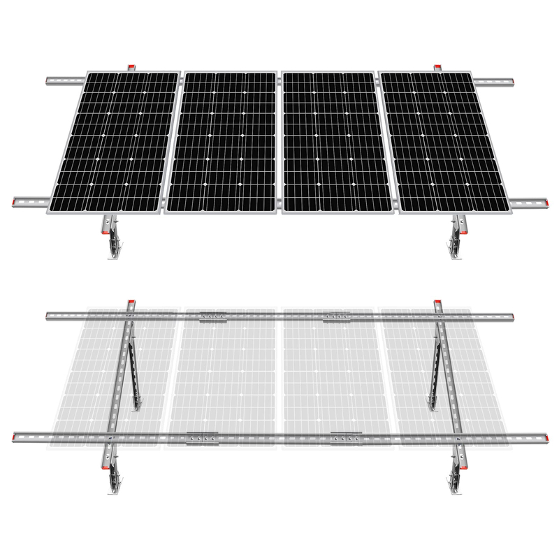 Sistema de Kit de soportes de montaje de paneles solares de varias piezas, impermeables, ajustables, respetuosos con el medio ambiente, para paneles solares de 1 a 4 Uds.