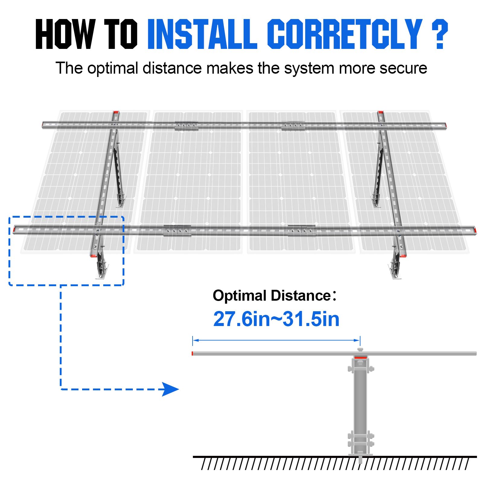 Sistema de Kit de soportes de montaje de paneles solares de varias piezas, impermeables, ajustables, respetuosos con el medio ambiente, para paneles solares de 1 a 4 Uds.