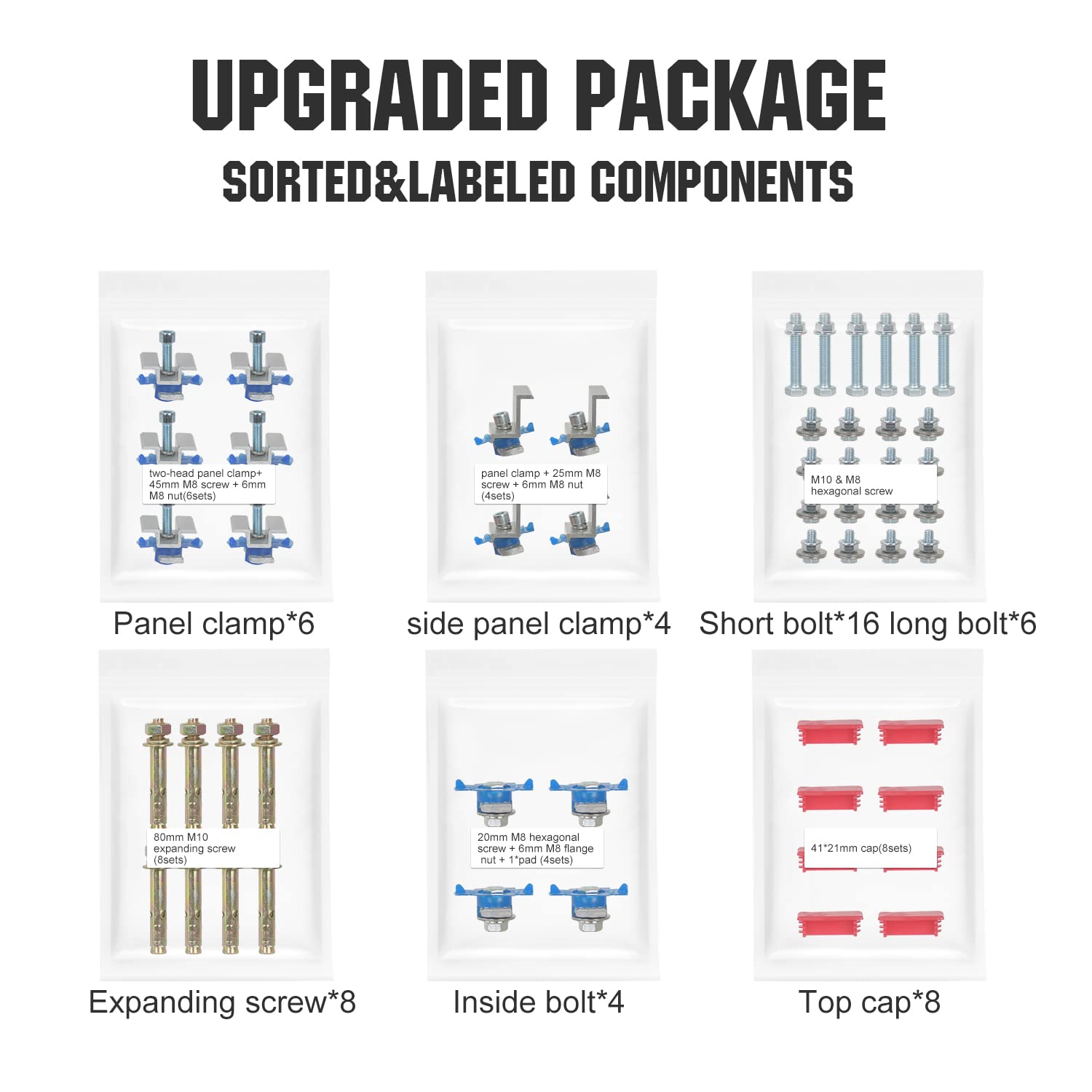 Sistema de Kit de soportes de montaje de paneles solares de varias piezas, impermeables, ajustables, respetuosos con el medio ambiente, para paneles solares de 1 a 4 Uds.