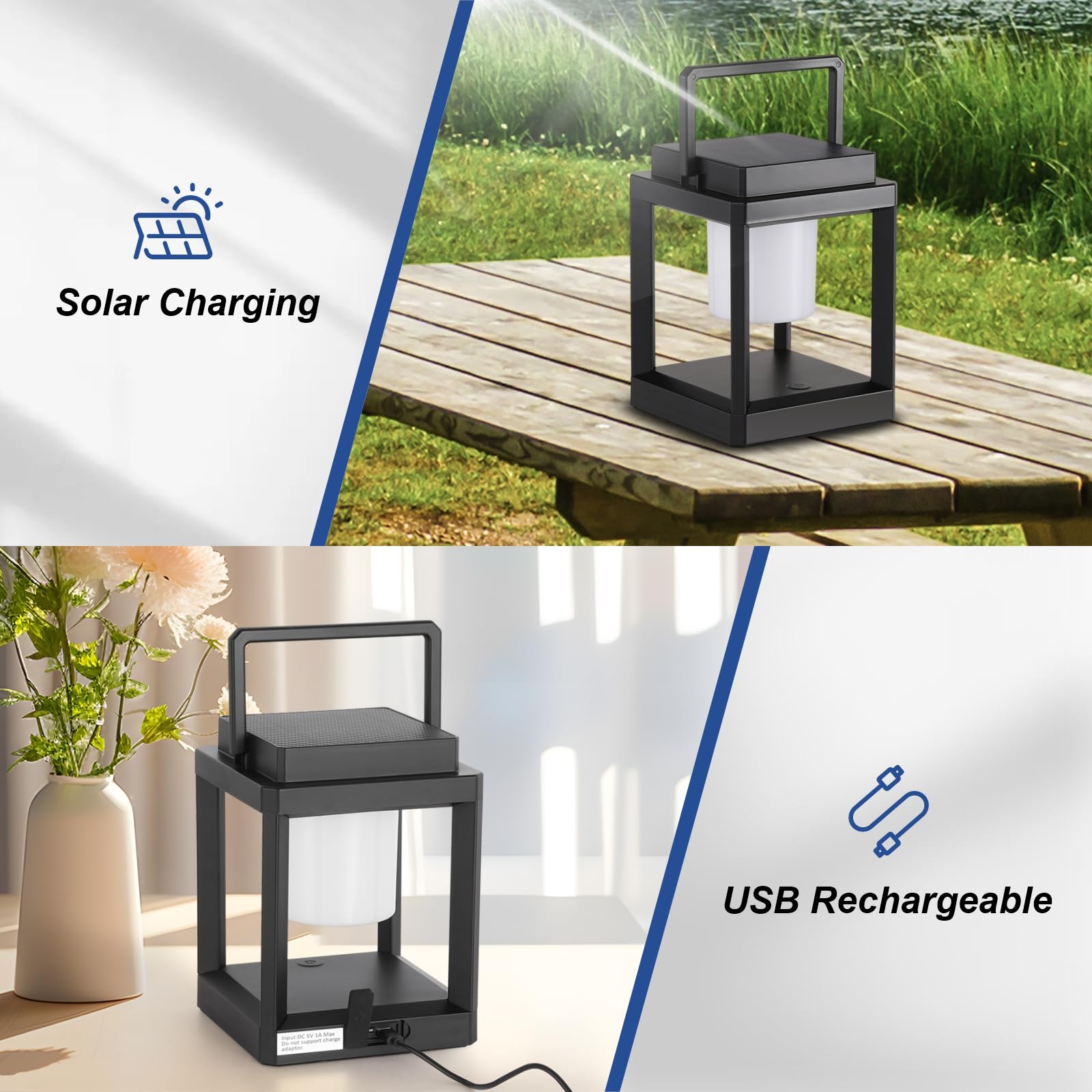 Lámpara de mesa solar conveniente portátil impermeable al aire libre de la forma LED de la linterna para acampar 