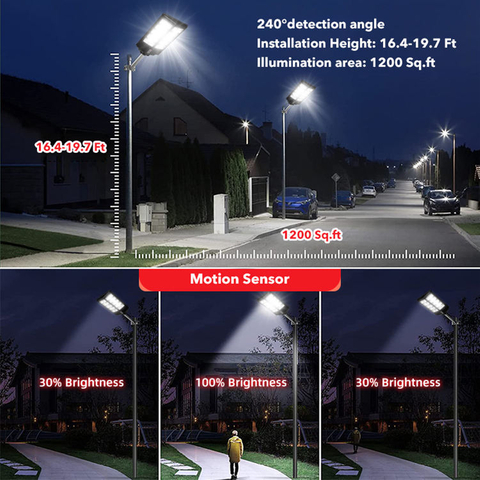 Lámpara de calle solar LED integrada todo en uno para exteriores IP65 180W 240W 300W, duradera, respetuosa con el medio ambiente y con ahorro de energía